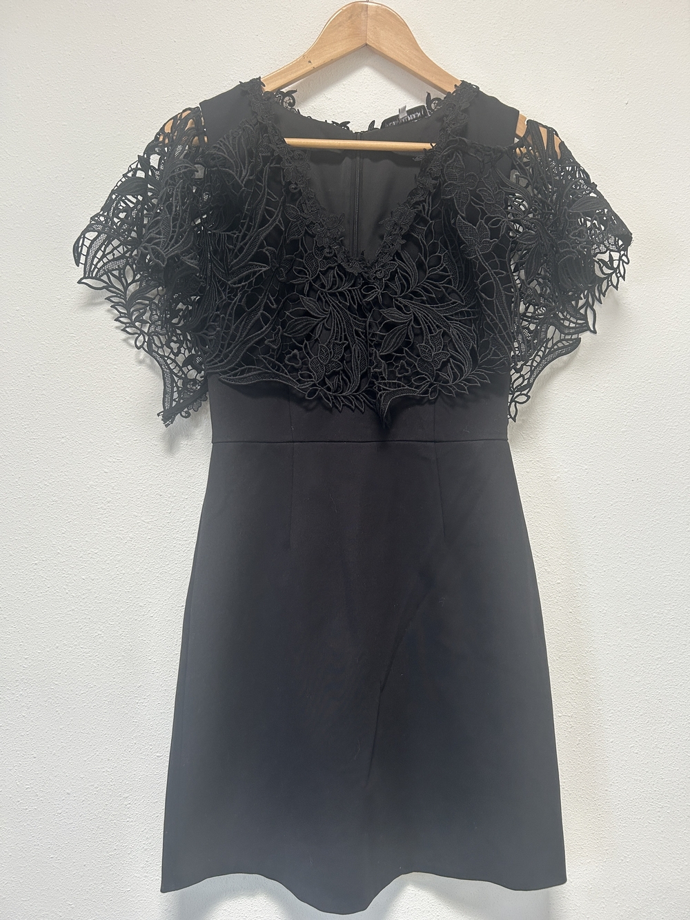 Kobi Halperin Black Floral Lace V-Neck Mini Dress